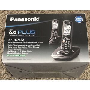 Panasonic KX-TG7532 DECT 6.0 Plus w/2 Cordless Phones Main‎ Base/Stand  & Cords